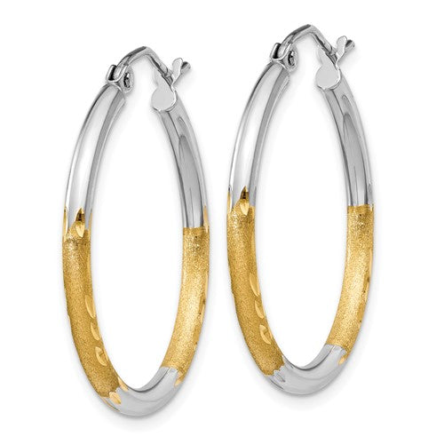 14k Two-Tone Diamond-Cut 20 mm Hoop Earrings