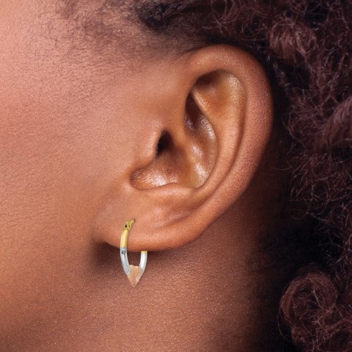 14k Tri-Color Heart Hoop Earrings