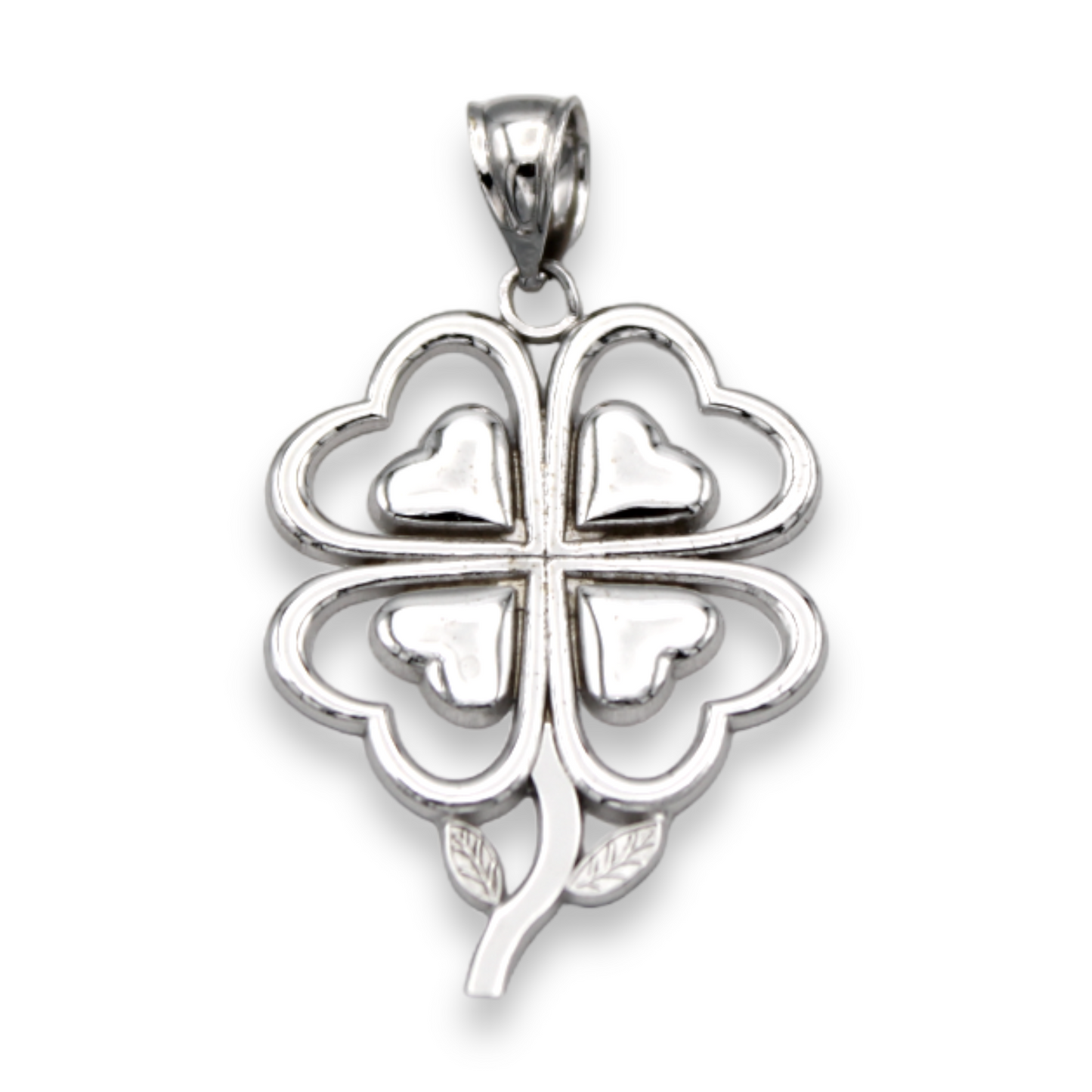 14k White Four Leaf Clover Charm