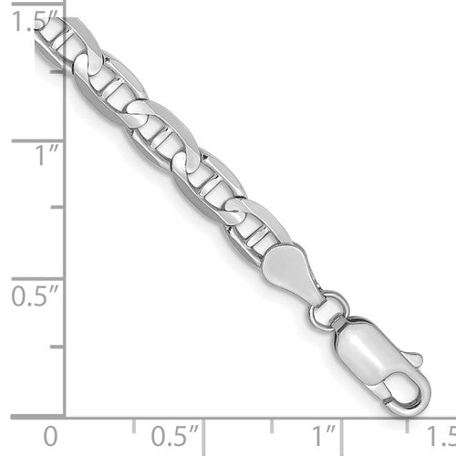 14k White Gold Concave Anchor Bracelet - 4.50 mm