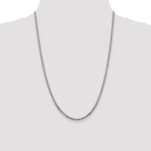 14k White Flat Beveled Curb Link Chains - 2.90 mm