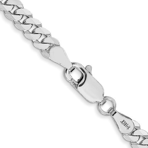 14k White Flat Beveled Curb Link Chain 3.90 mm