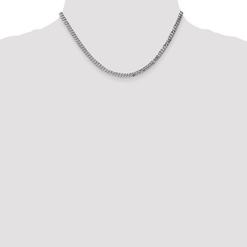 14k White Flat Beveled Curb Link Chain 3.90 mm