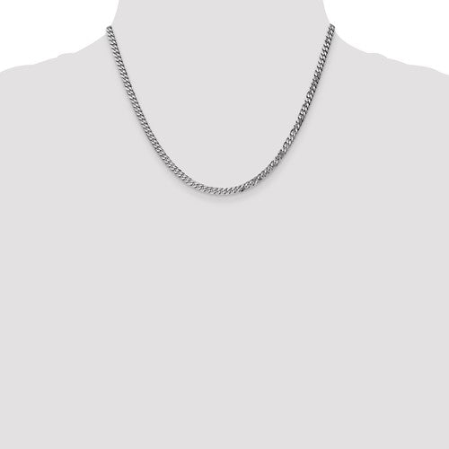 14k White Flat Beveled Curb Link Chain 3.90 mm