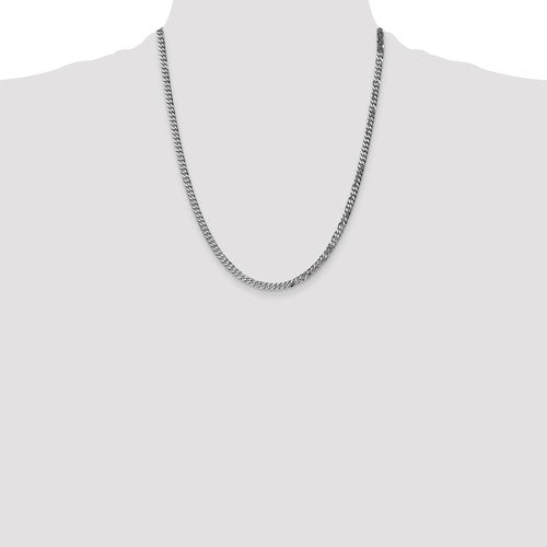 14k White Flat Beveled Curb Link Chain 3.90 mm