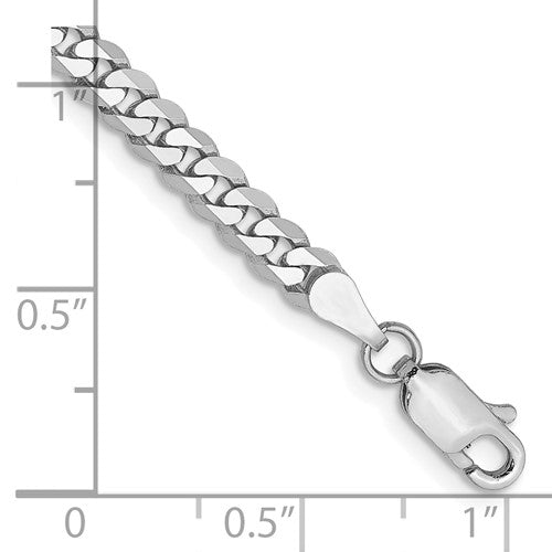 14k White Gold Solid Flat Beveled Curb Link Bracelet 3.90mm