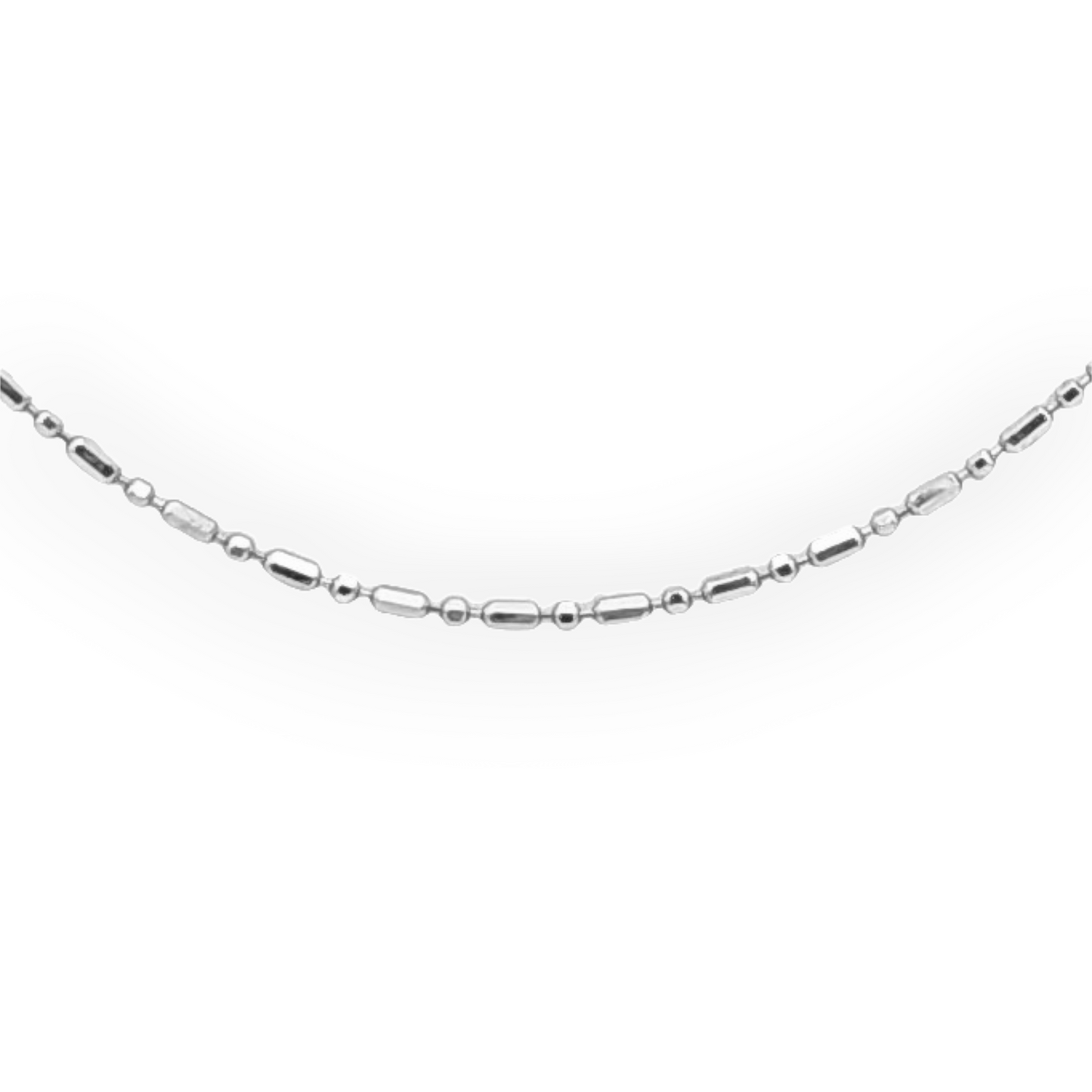 14k White Beaded Chain - 1.00 mm
