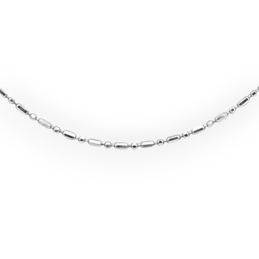 14k White Beaded Chain - 1.00 mm