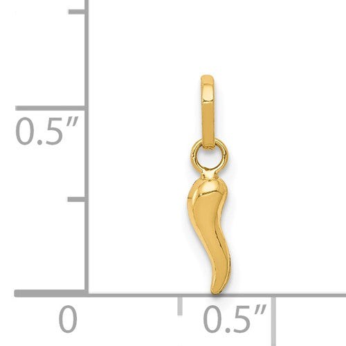 14k Semi-Solid 12 mm Italian Horn Charm