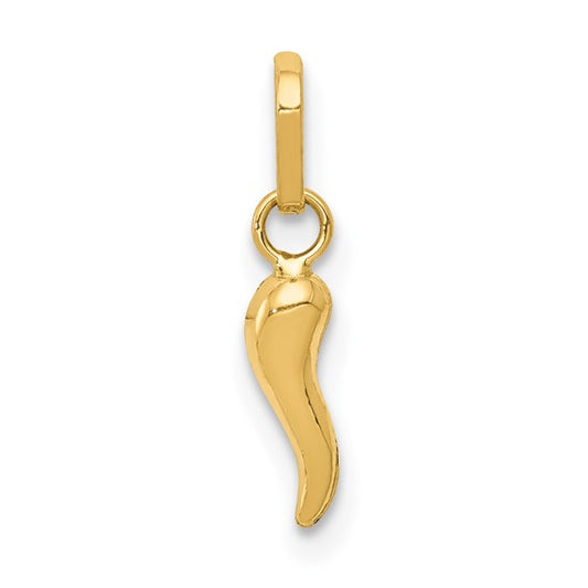14k Semi-Solid 12 mm Italian Horn Charm