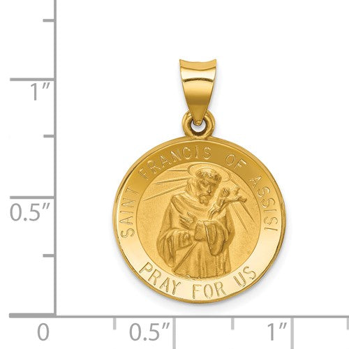 14k St. Francis of Assisi Medallion - 27 mm