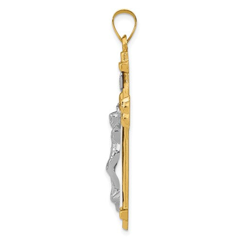 14k Two-Tone Crucifix Pendant