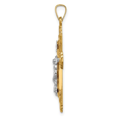 14k Two-Tone Crucifix Pendant