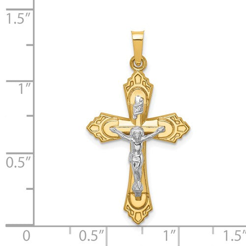 14k Two-Tone Crucifix Pendant