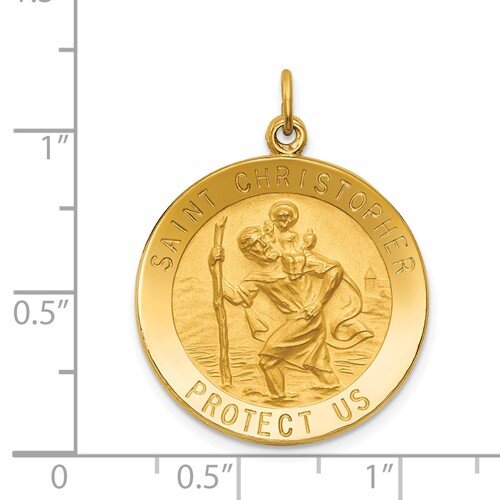 14k Yellow Gold St. Christopher Medallion - 23.5 mm