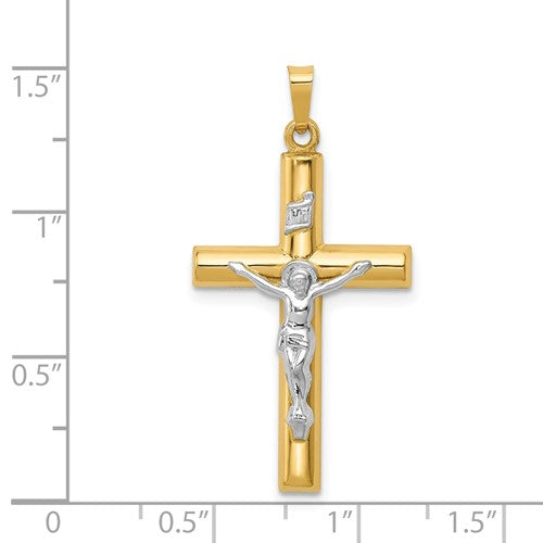 14k Two-Tone Crucifix Pendant