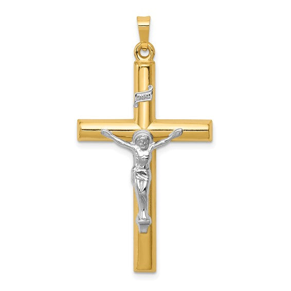14k Two-Tone Crucifix Pendant