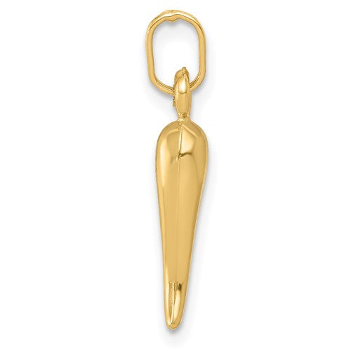 14k Yellow Gold Italian Horn Charm 20 x 5 mm