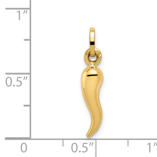 14k Yellow Gold Italian Horn Charm 20 x 5 mm