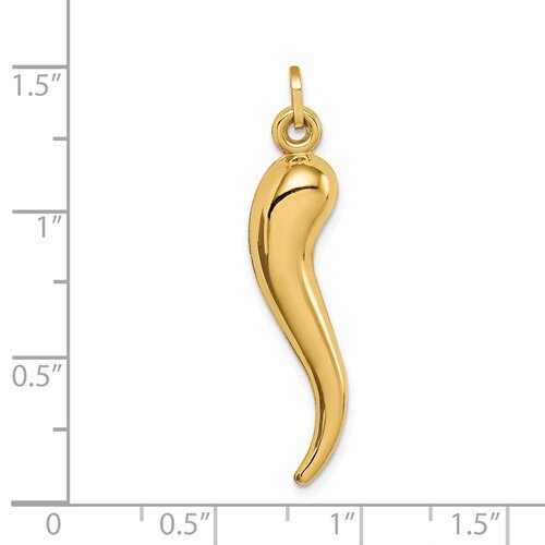 14k Hollow Italian Horn Charm 33x8mm