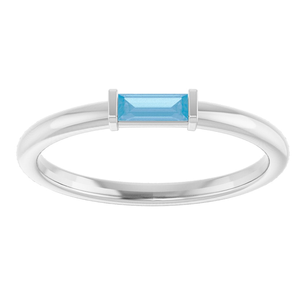 14k White Gold Blue Topaz Stackable Ring