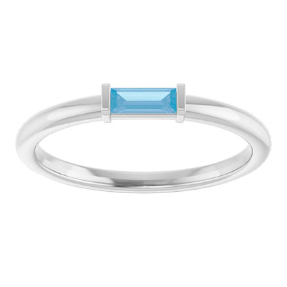 14k White Gold Blue Topaz Stackable Ring