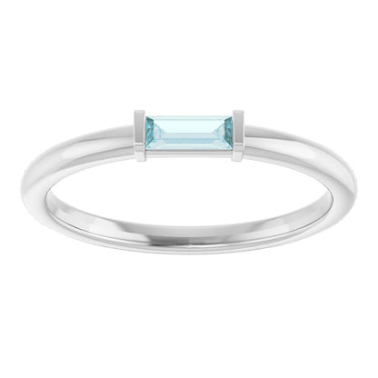 14k White Gold Blue Topaz Stackable Ring
