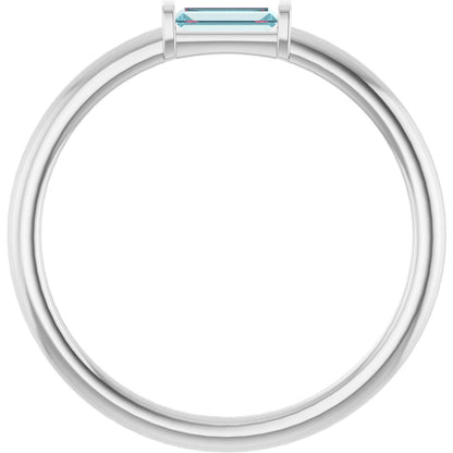 14k White Gold Blue Topaz Stackable Ring