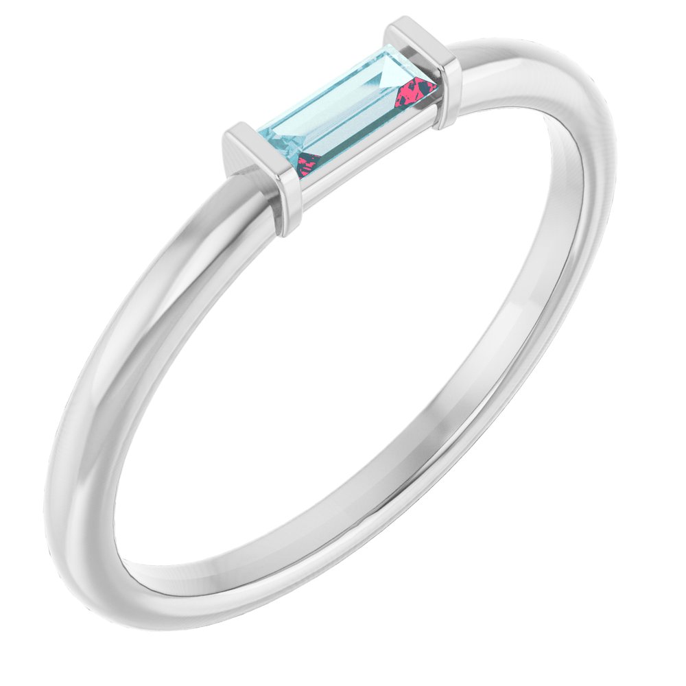 14k White Gold Blue Topaz Stackable Ring