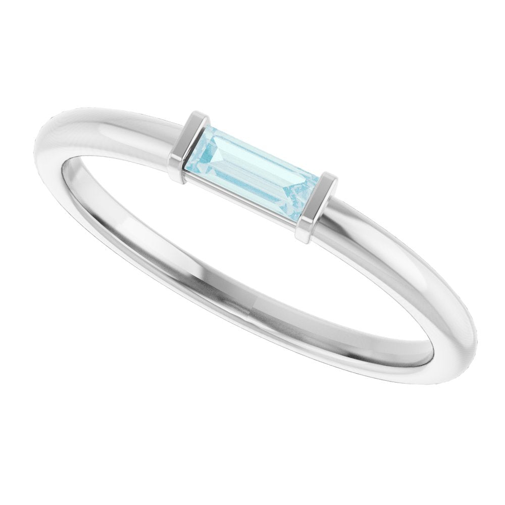 14k White Gold Blue Topaz Stackable Ring