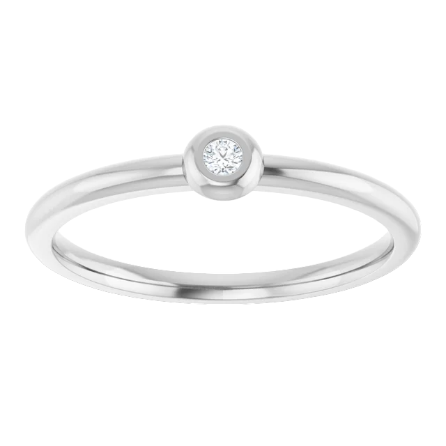 14k White Diamond Bezel Stackable Ring