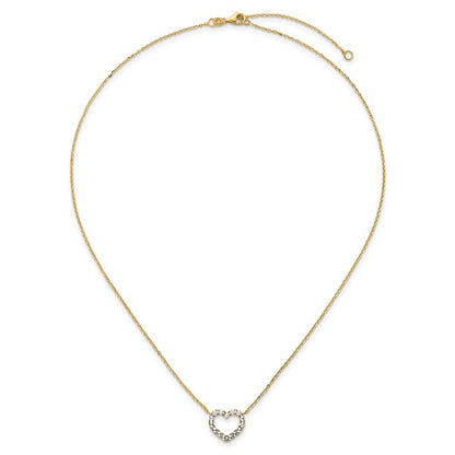 14k Two-Tone Gold Diamond-Cut Heart w/ Cable Link Chain Necklace