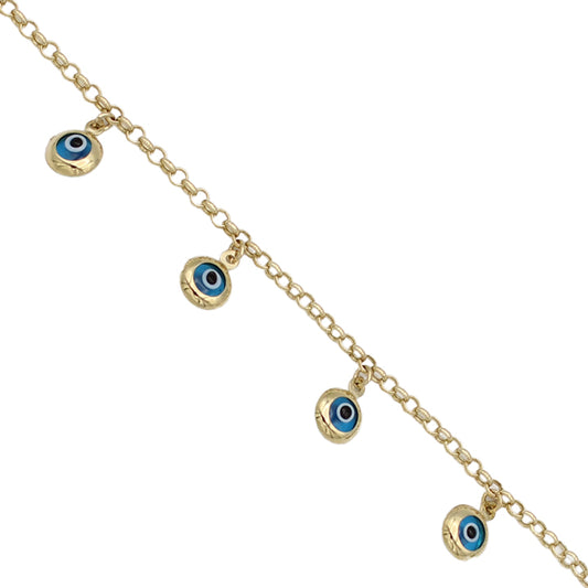 14k Dangling Eye Cable Link Bracelet