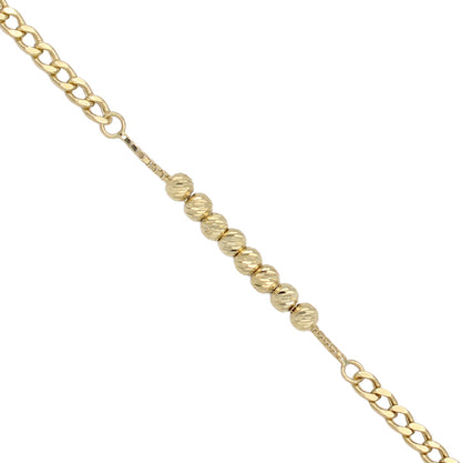 14k Diamond-Cut Beaded Curb Link Bracelet