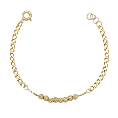 14k Diamond-Cut Beaded Curb Link Bracelet