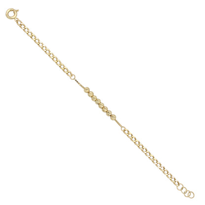 14k Diamond-Cut Beaded Curb Link Bracelet