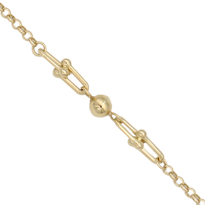 14k Bead & Fancy Link Cable Link Bracelet