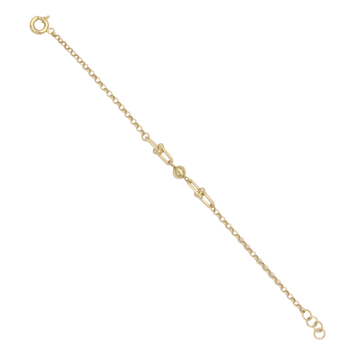 14k Bead & Fancy Link Cable Link Bracelet