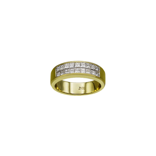 18k Yellow Gold Princess-Cut Invisible Setting Diamond Wedding Band