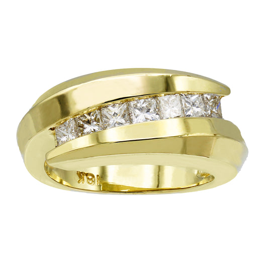 18k Yellow Gold Princess-Cut Diamond Fancy Style Ring - 1.40ct TDW