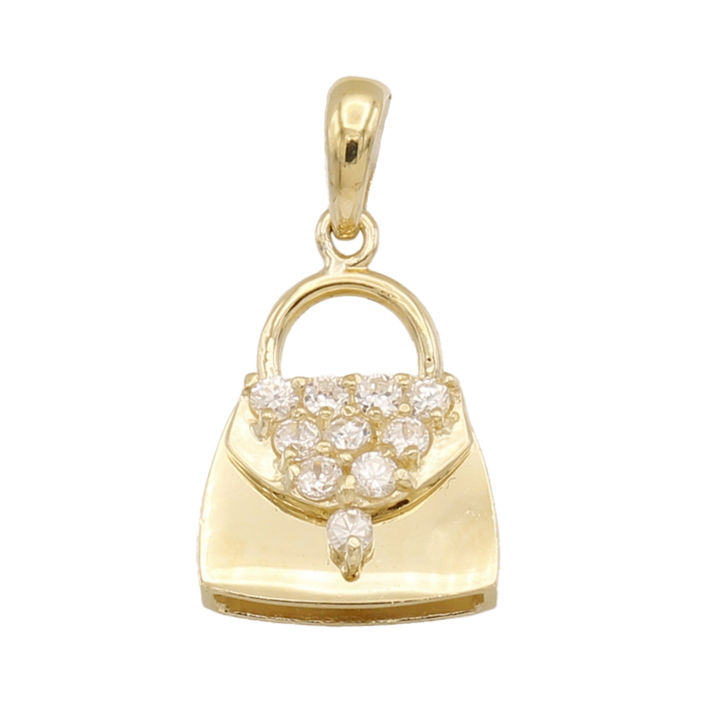 14k Yellow Gold CZ Pocketbook Charm Pendant