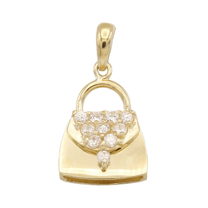 14k Yellow Gold CZ Pocketbook Charm Pendant