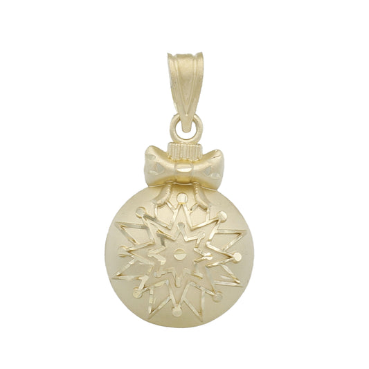 14k Yellow Gold Snowball Ornament Charm Pendant