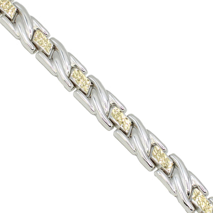 14k Two-Tone Gold Diamond-Cut X & O Style Bracelet