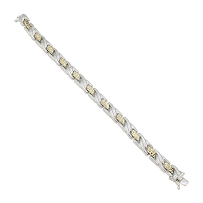 14k Two-Tone Gold Diamond-Cut X & O Style Bracelet