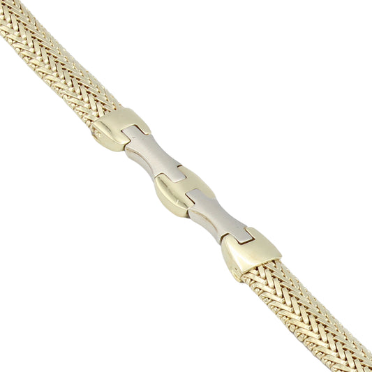 14k Two-Tone Gold Braided Weave & Link Bracelet