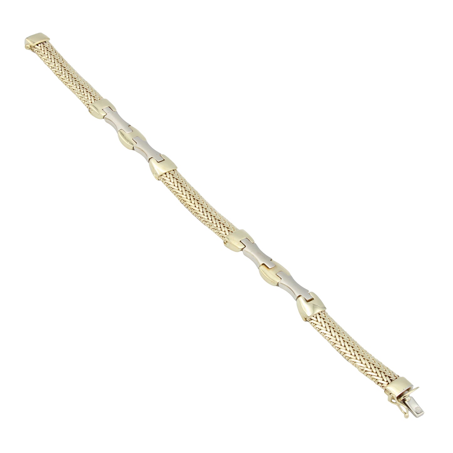 14k Two-Tone Gold Braided Weave & Link Bracelet