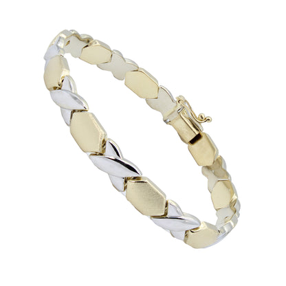 14k Two-Tone Gold X & O Bracelet