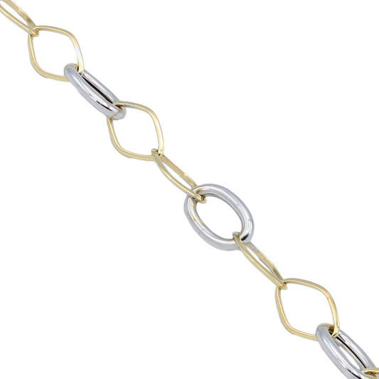 14k Two-Tone Gold Oval Circle Bracelet