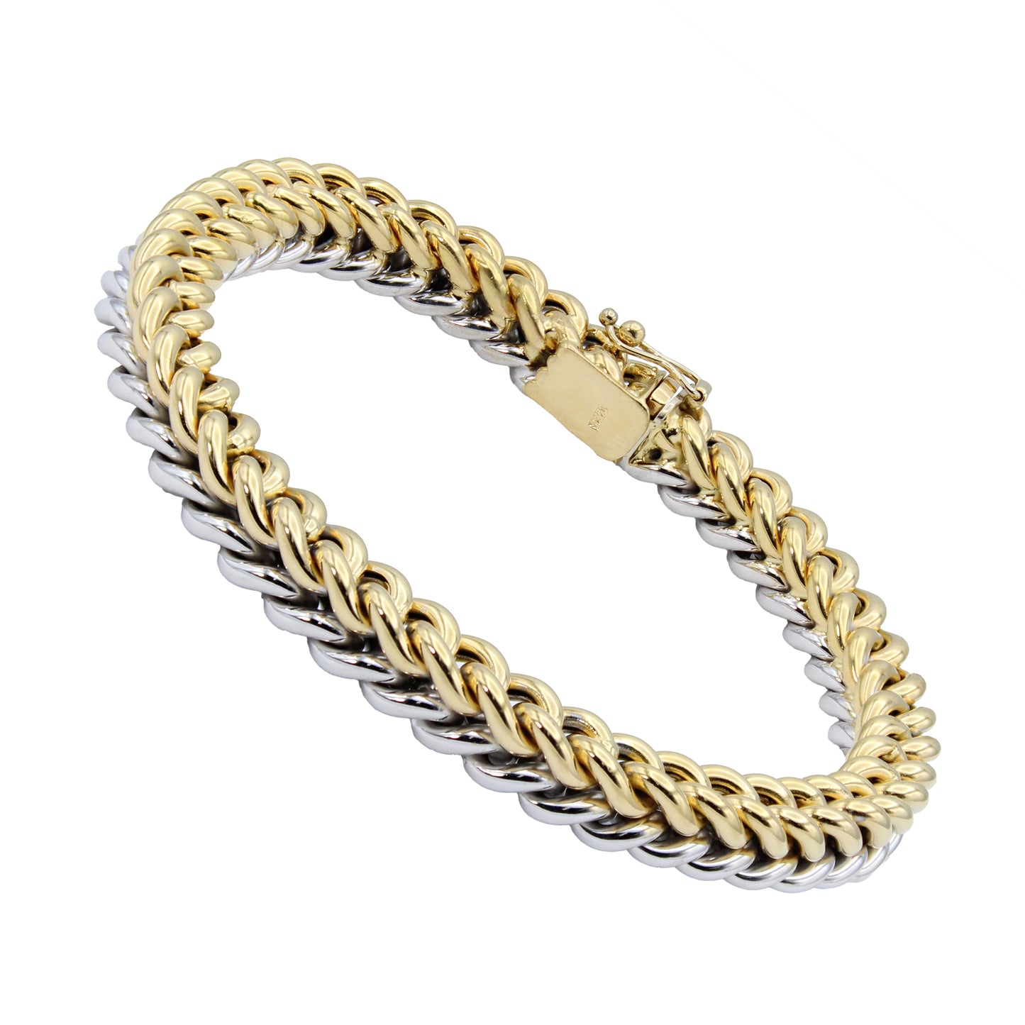 14k Two-Tone Fancy Franco Style Bracelet